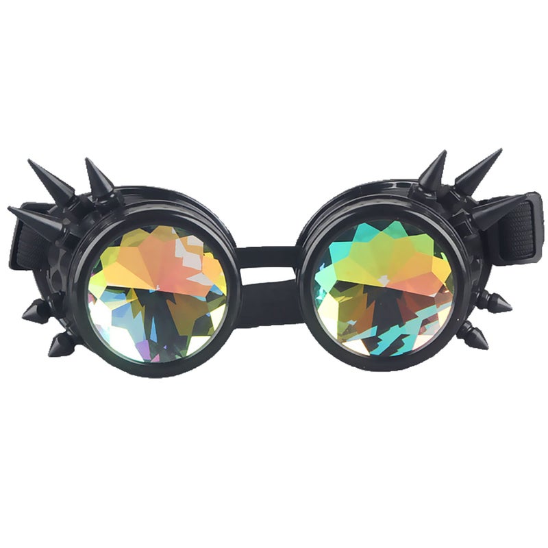 Lelinta Kaleidoscope Rave Goggles Steampunk Goggles Glasses Halloween Costume Accessories for Men Women Cosplay Party - Image 1